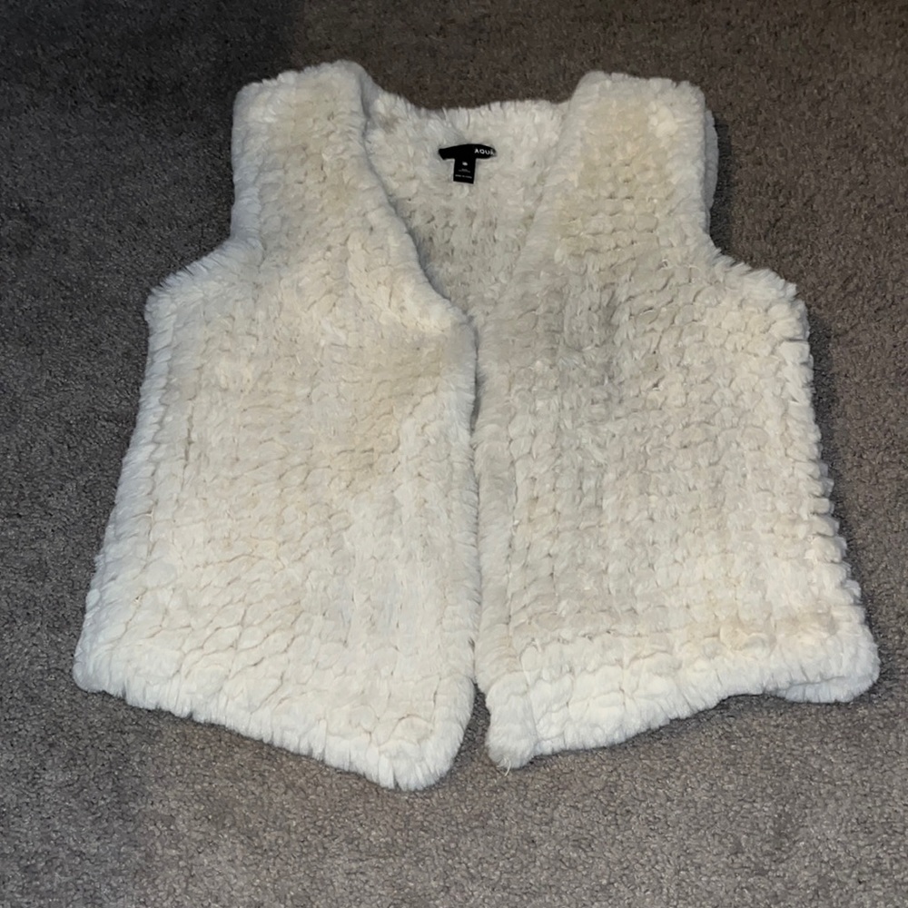 Aqua Faux Fur Cream Vest Size XS